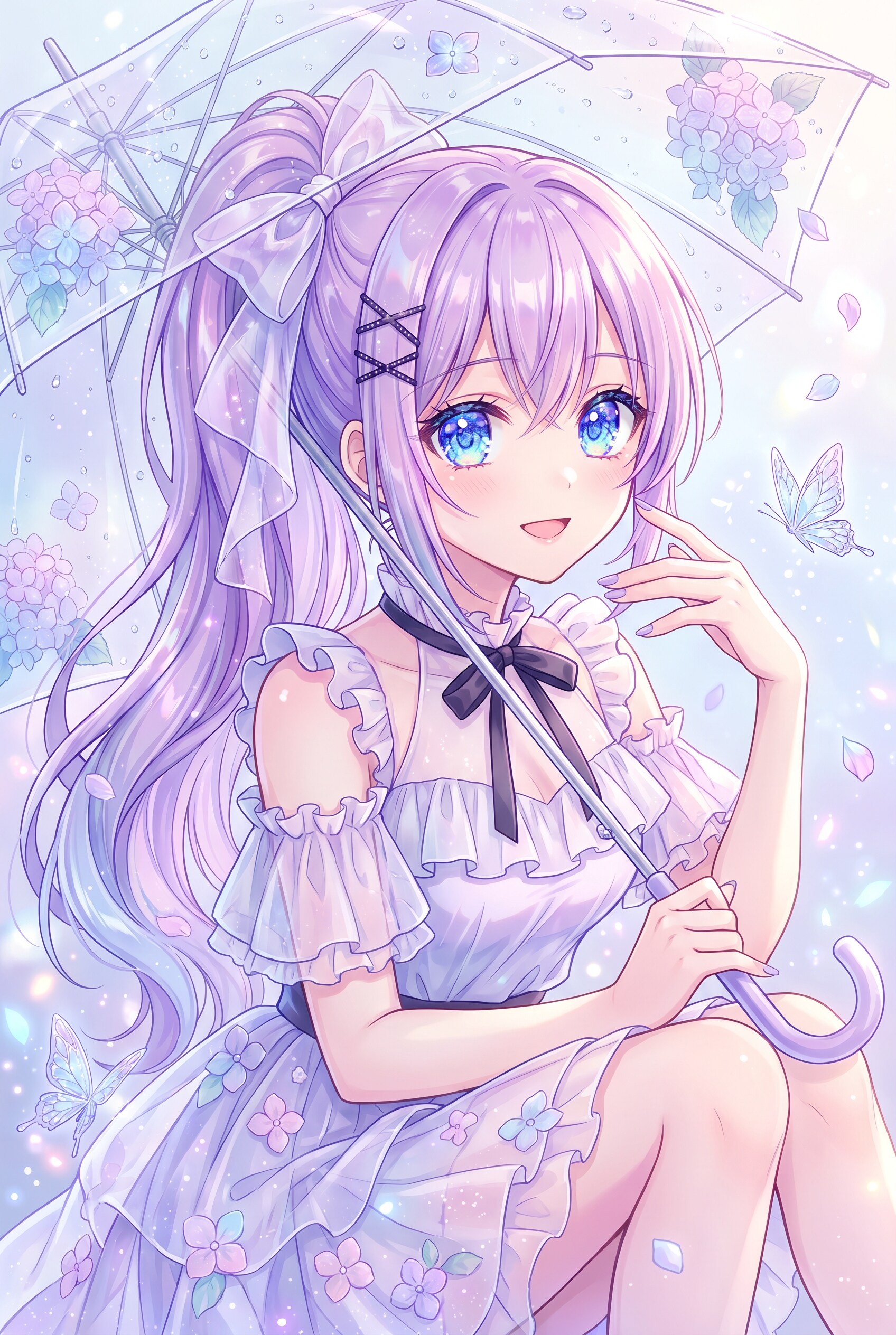 紫陽花傘の微光