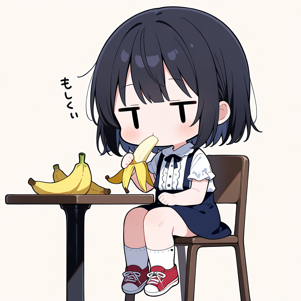 バナナを食べる