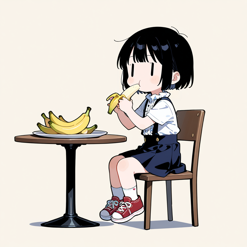 バナナを食べる