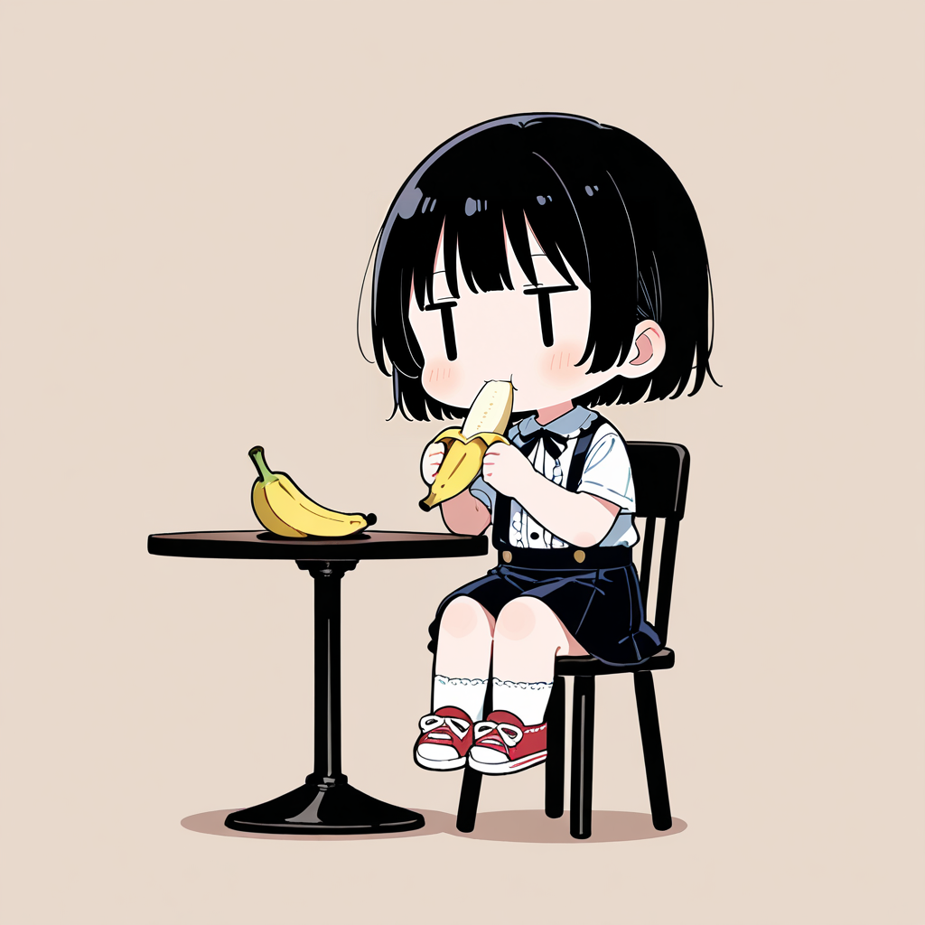 バナナを食べる