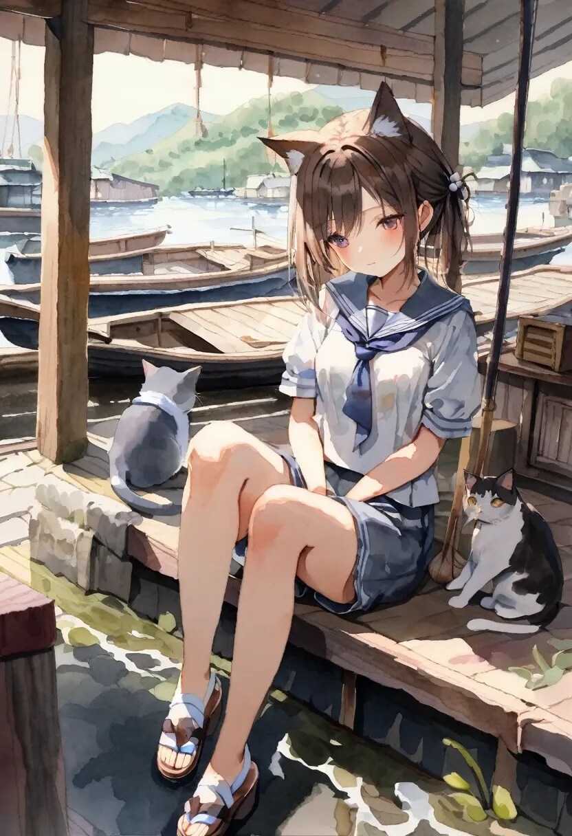 舟屋の少女たち | の人気AIイラスト・グラビア