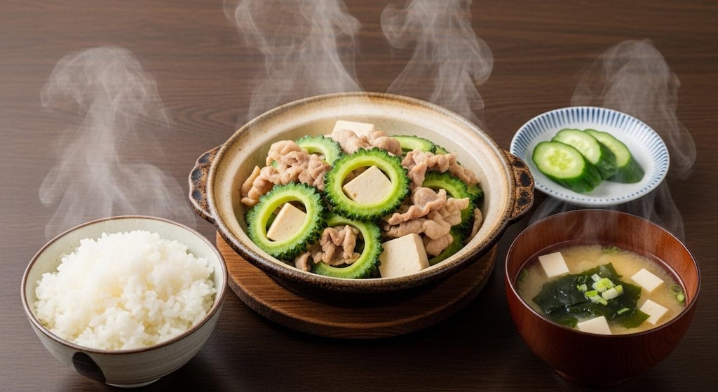 摩訶不思議食堂のゴーヤチャンプルー膳