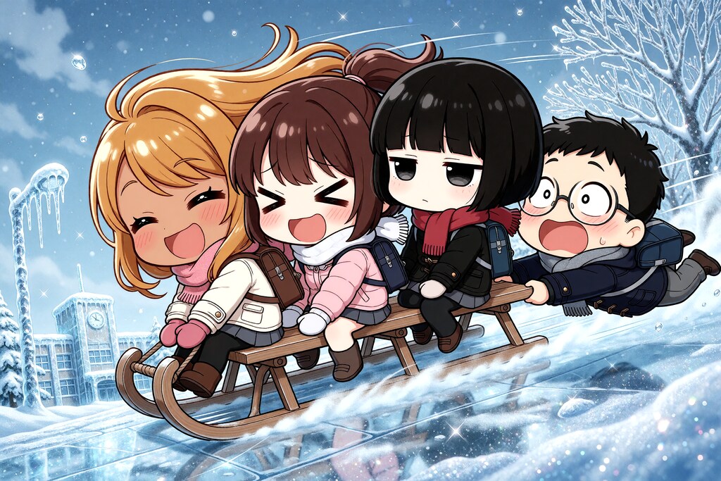 氷立高校の通学風景