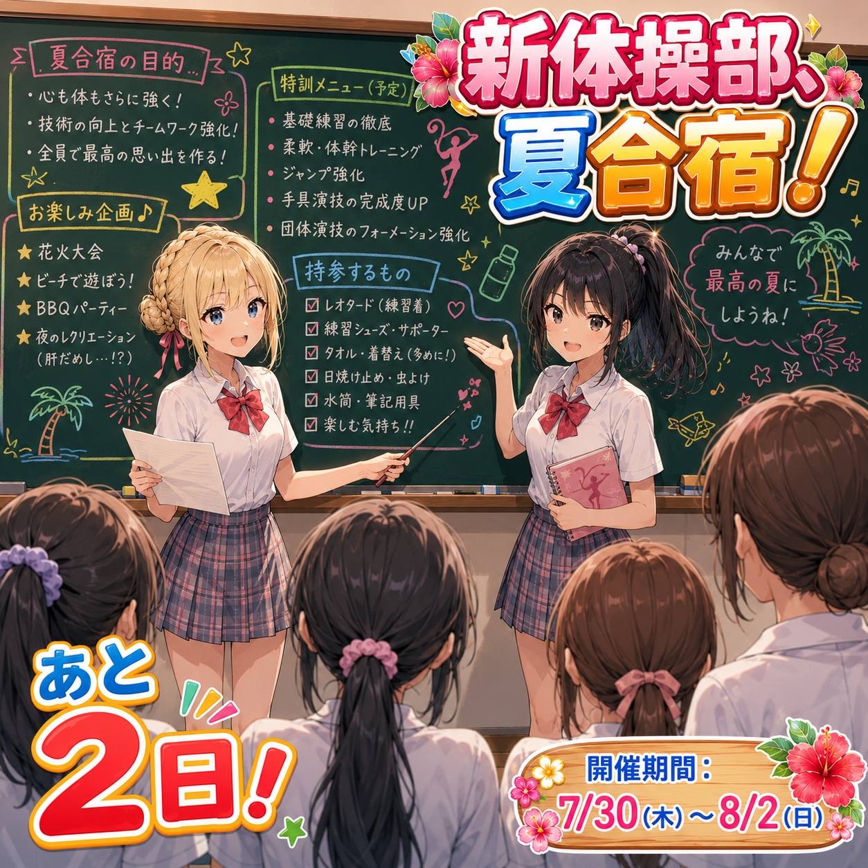 【あと２日】投稿企画「新体操部、夏合宿！」は7/30から！