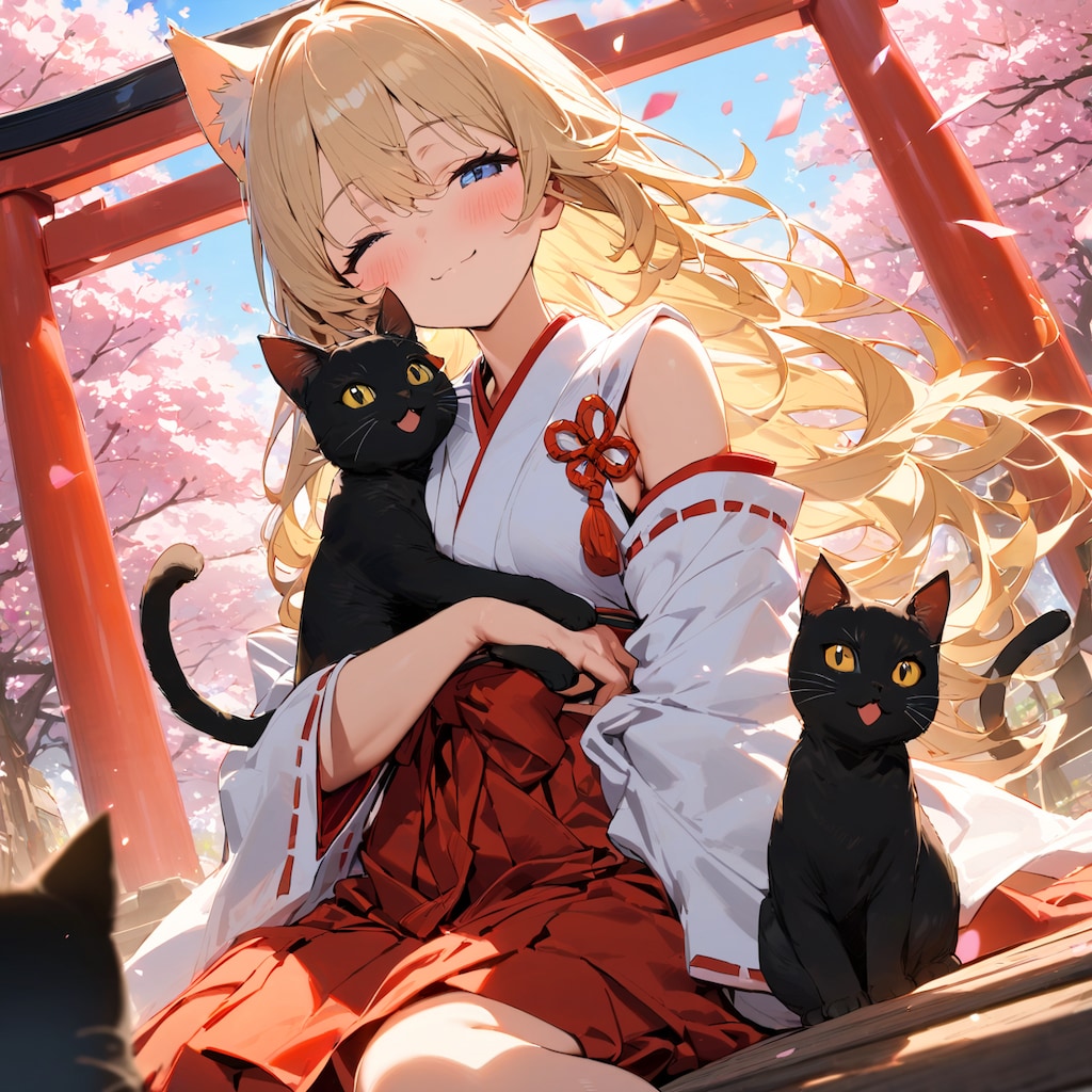 姉巫女様とお花見