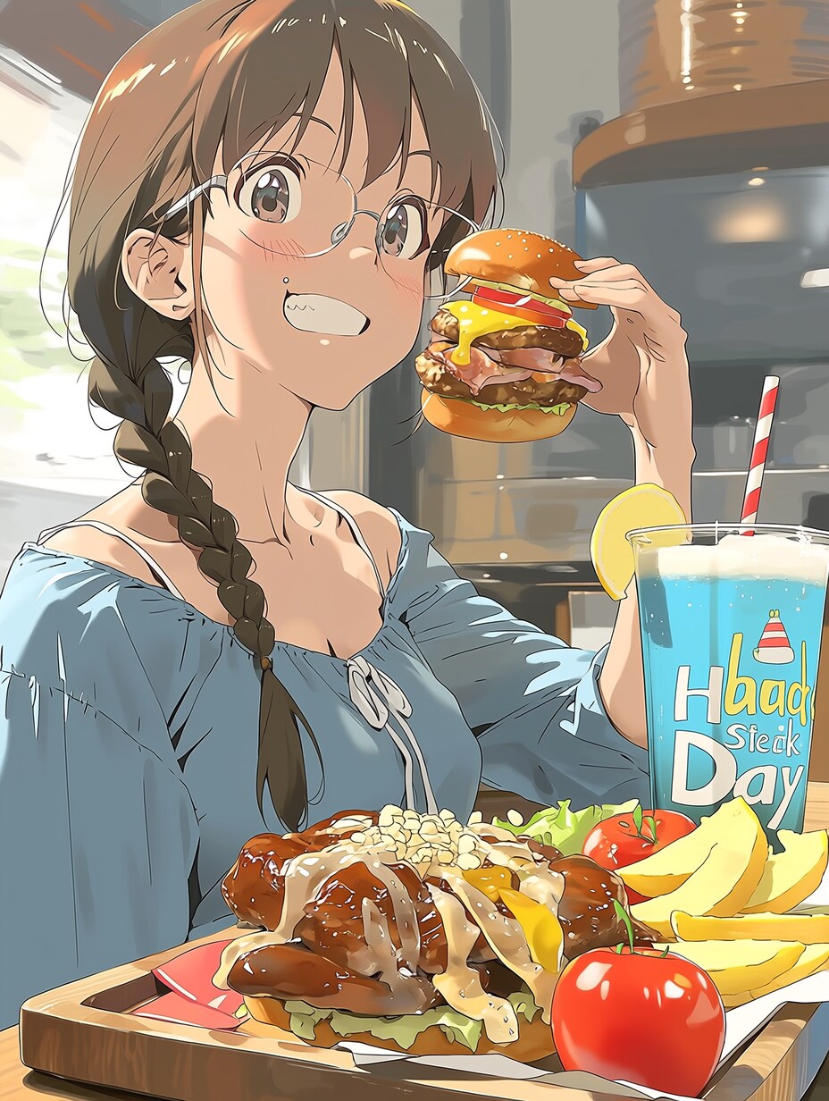 三つ編みガールに、カロリーを。 | の人気AIイラスト・グラビア
