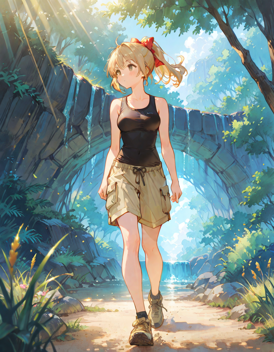 カーゴショートパンツな金ポニテちゃん