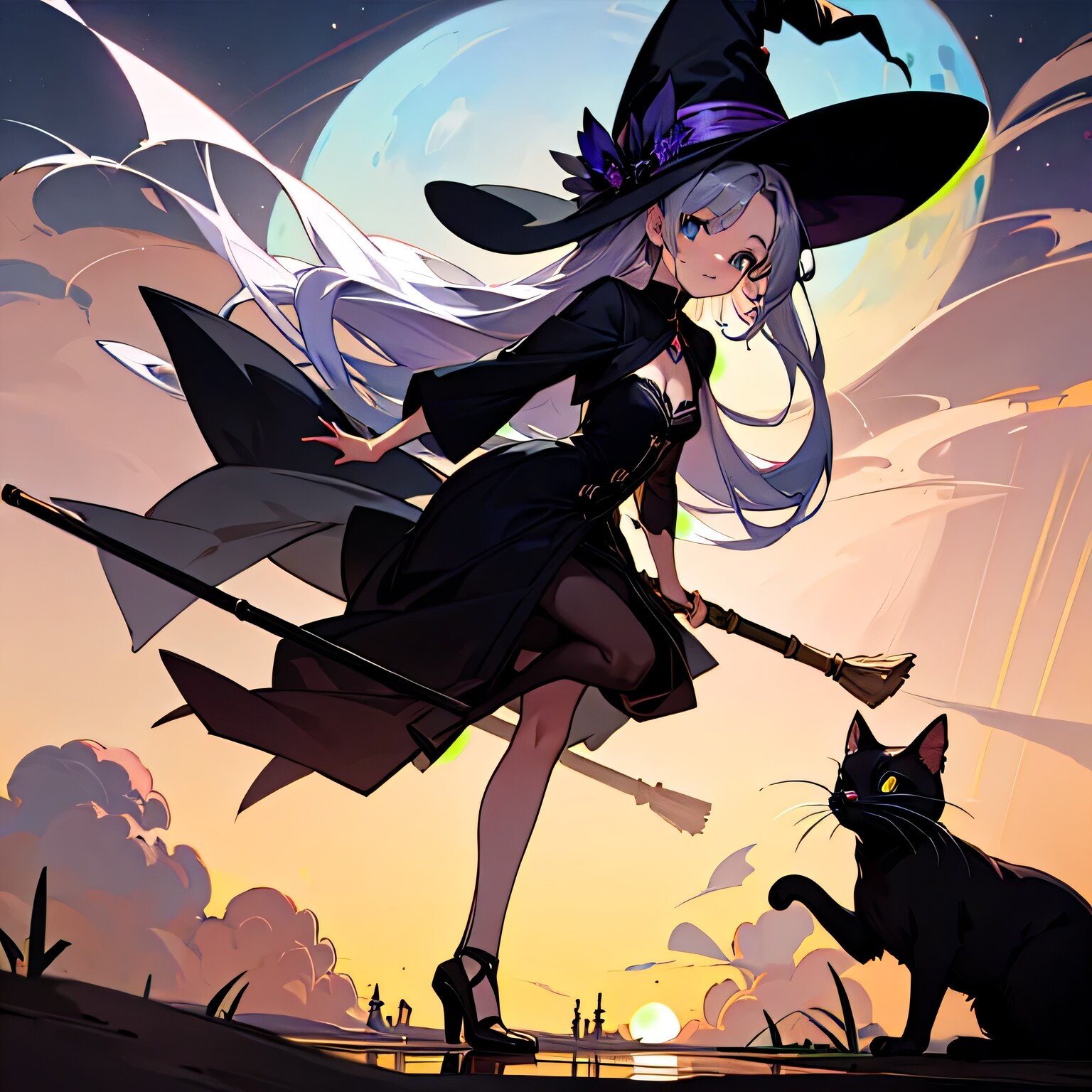 灰髪ロングの魔女 | の人気AIイラスト・グラビア