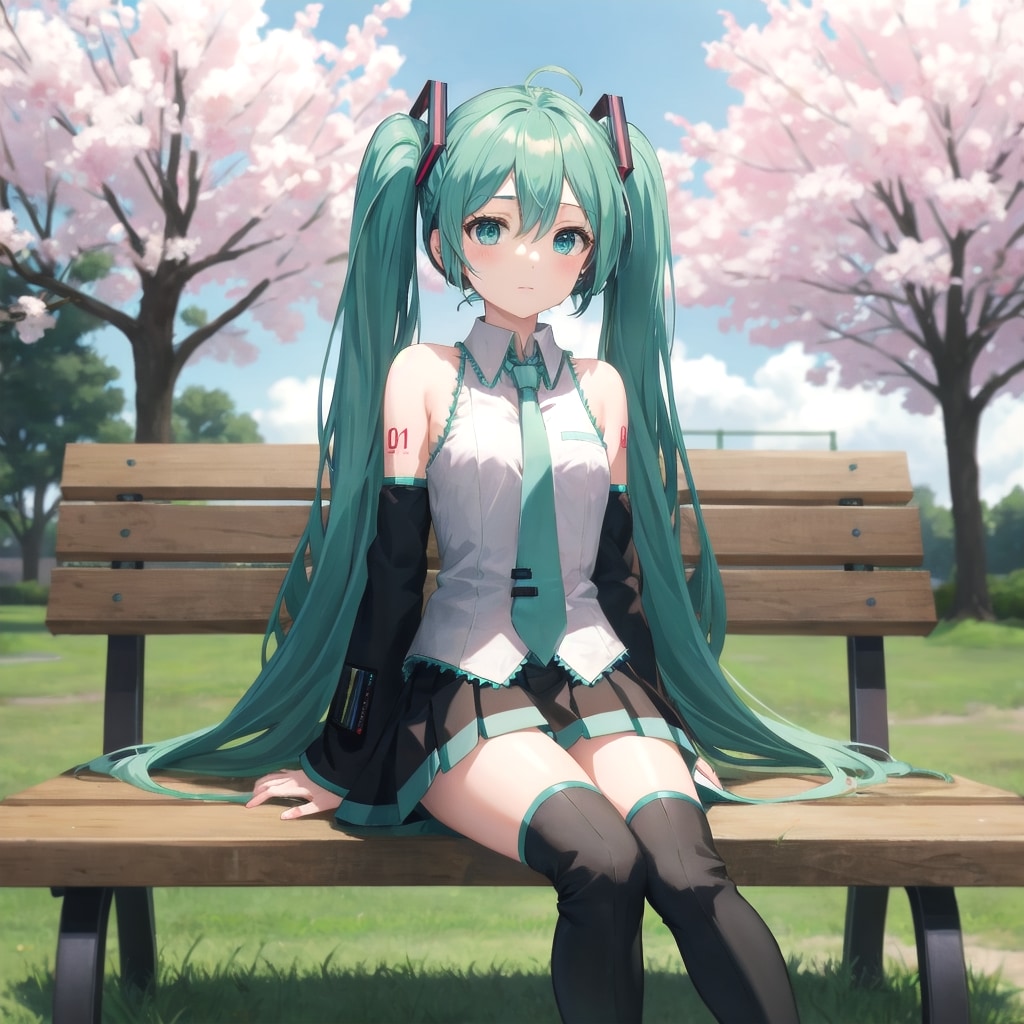 公園のベンチにて | の人気AIイラスト・グラビア