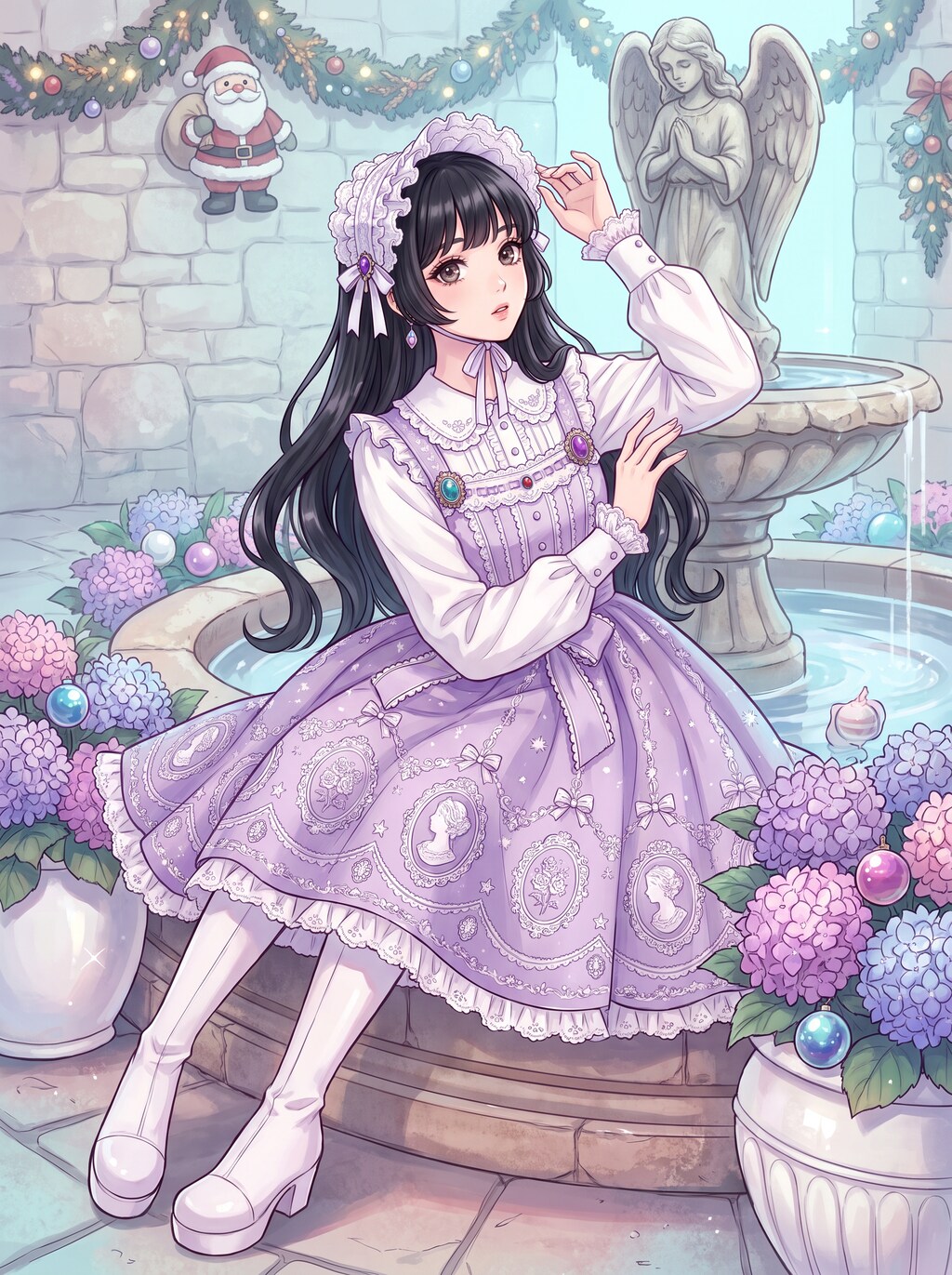 天使噴水と紫の乙女