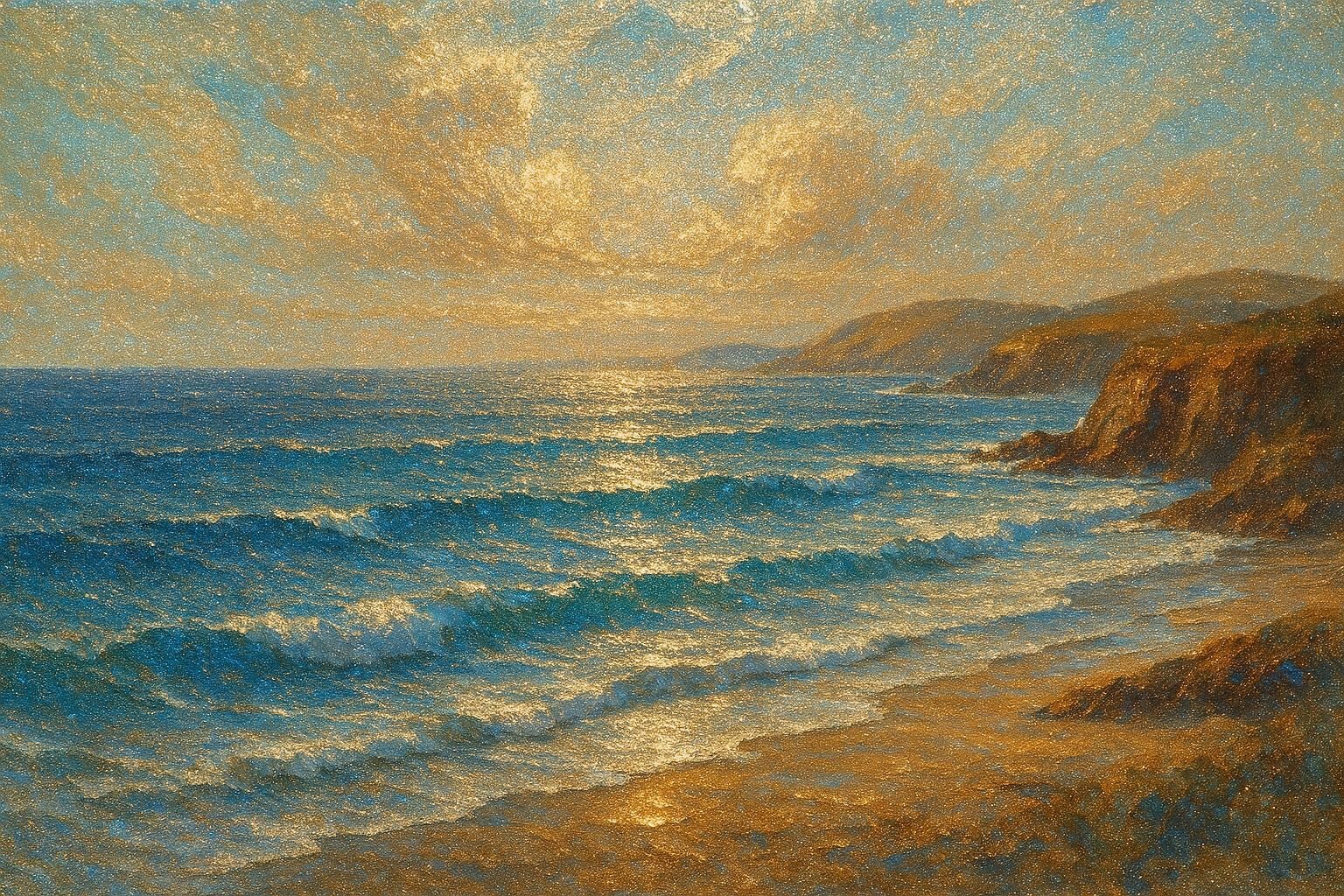 『雲母チタン顔料主体の風景画。海辺。』 | の人気AIイラスト・グラビア