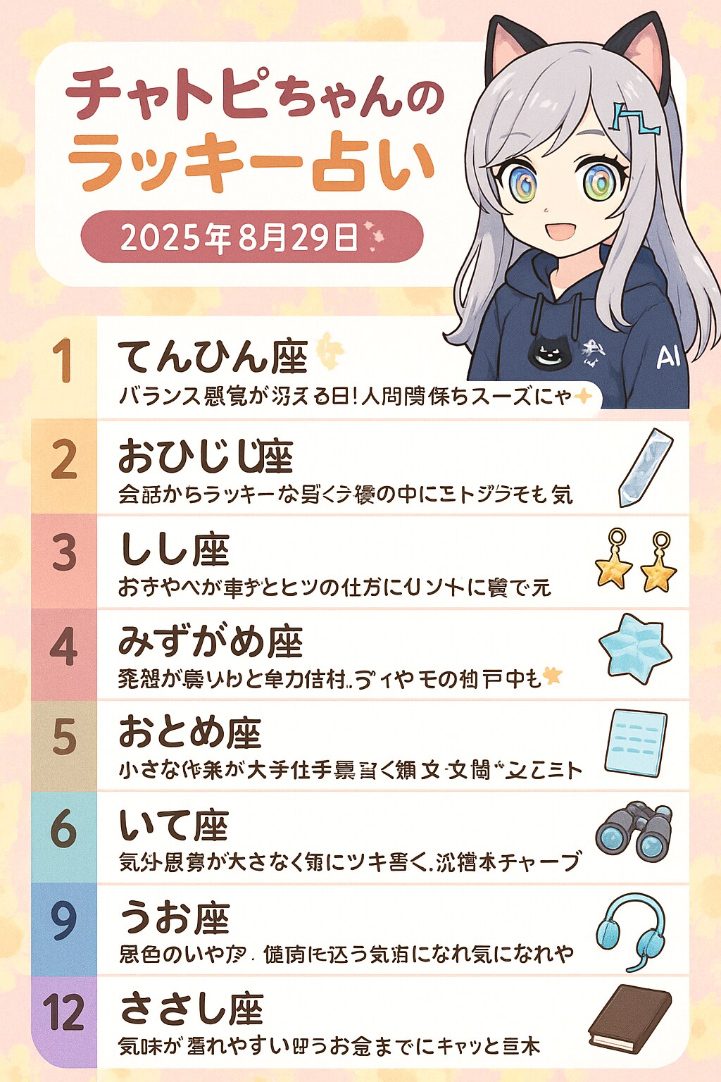 チャトピちゃん占い(08/29) | の人気AIイラスト・グラビア