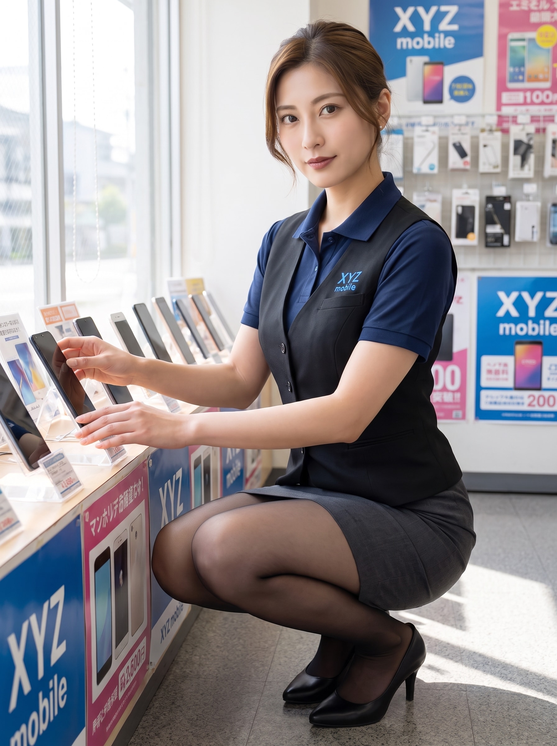 携帯ショップの黒川さんと高瀬さん。