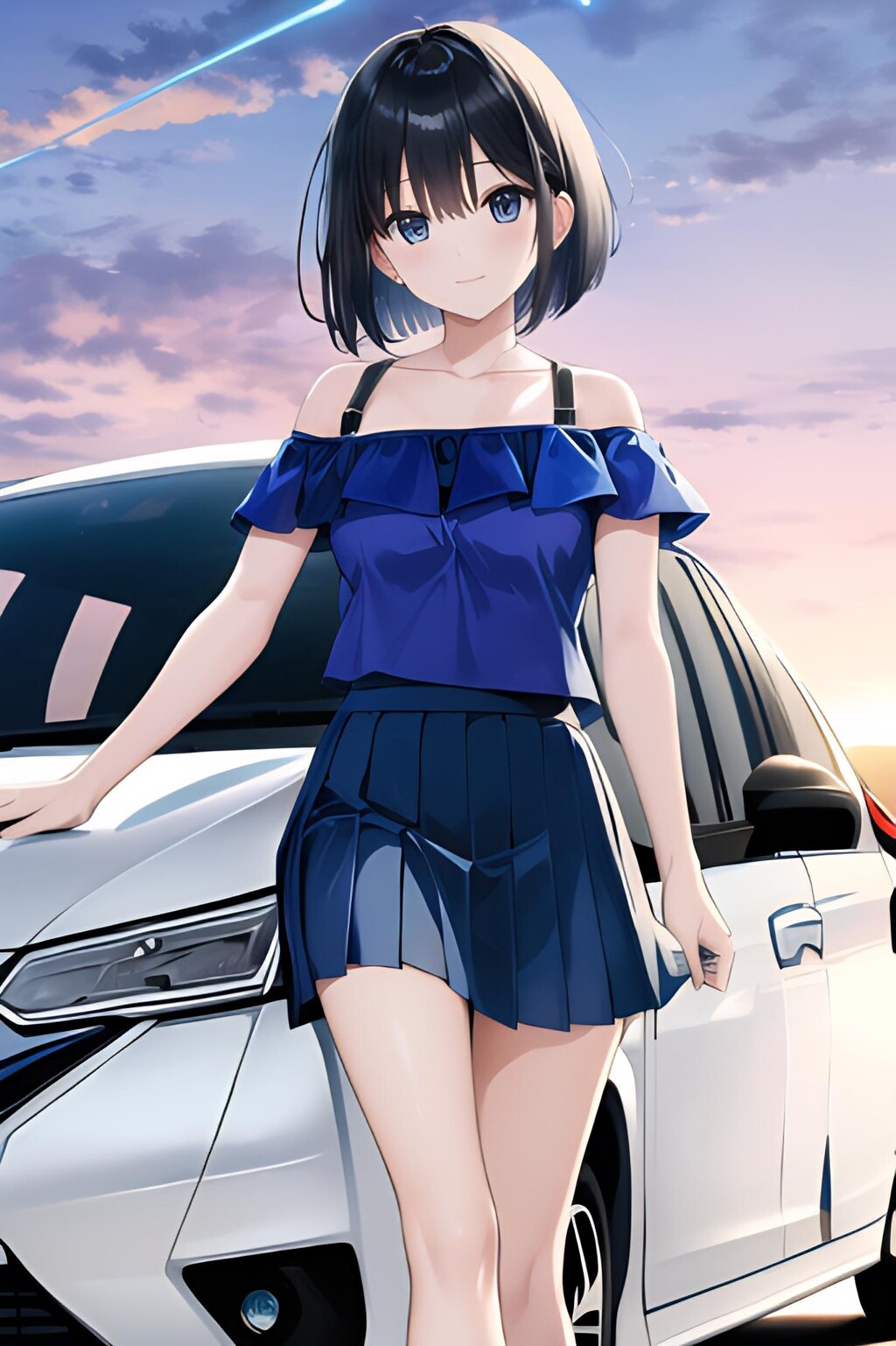 blue car girl
