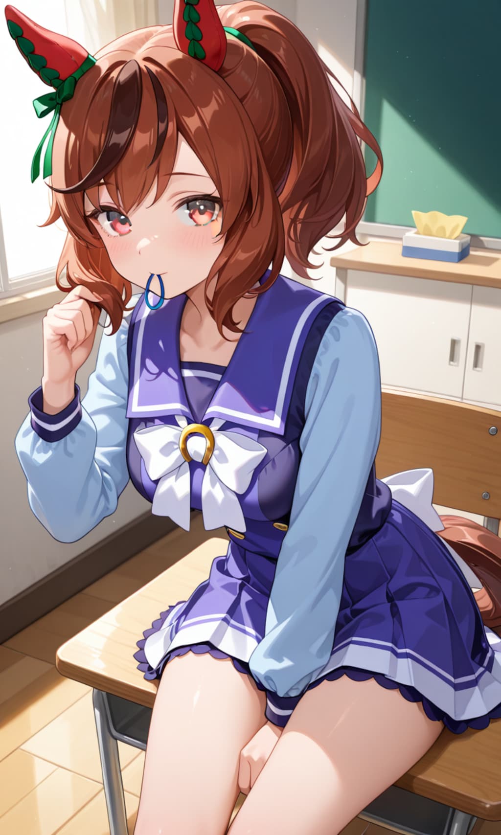 ポニーテールに挑戦してみるネイチャさん