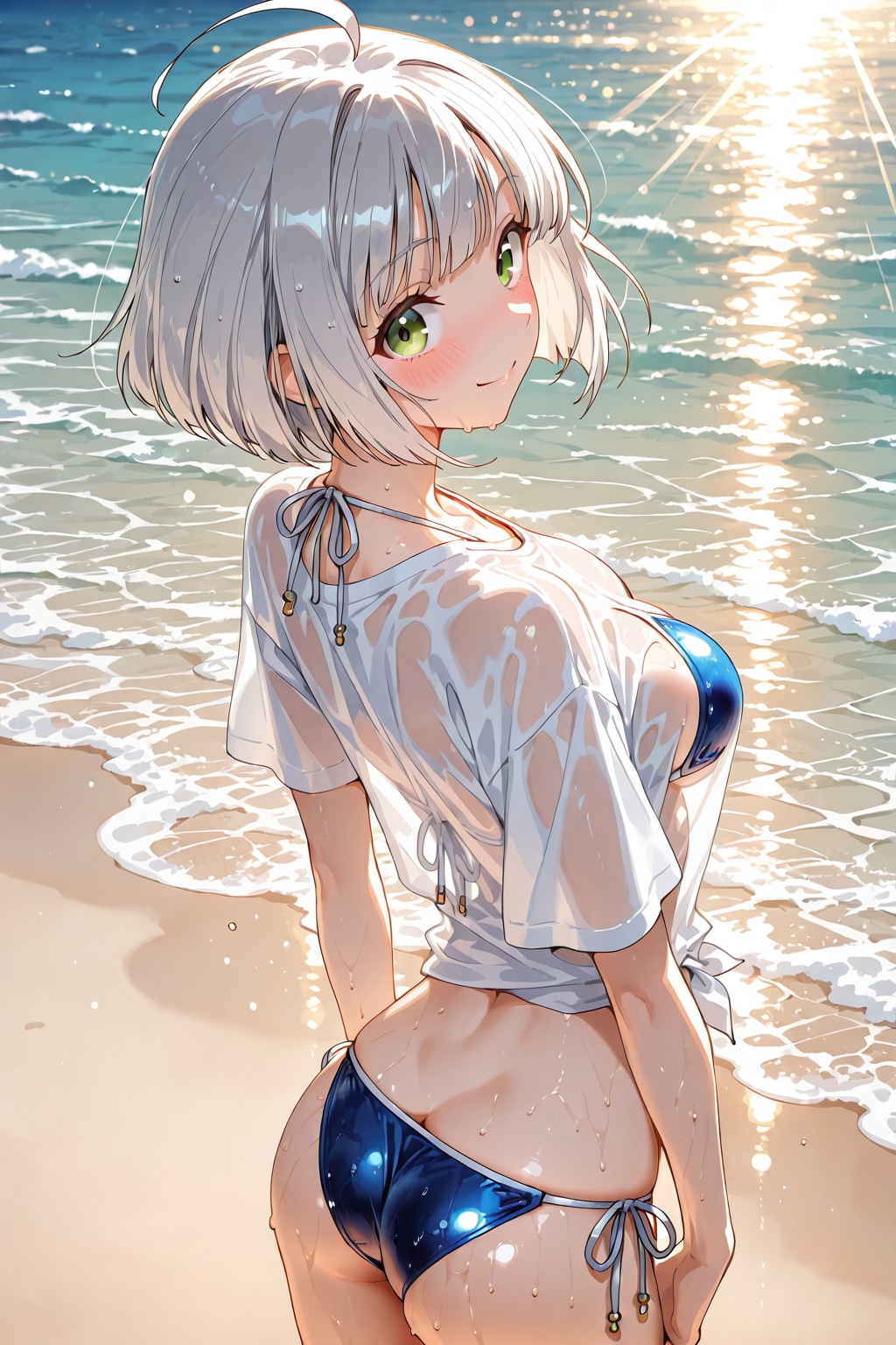 海辺で水着編、後ろから