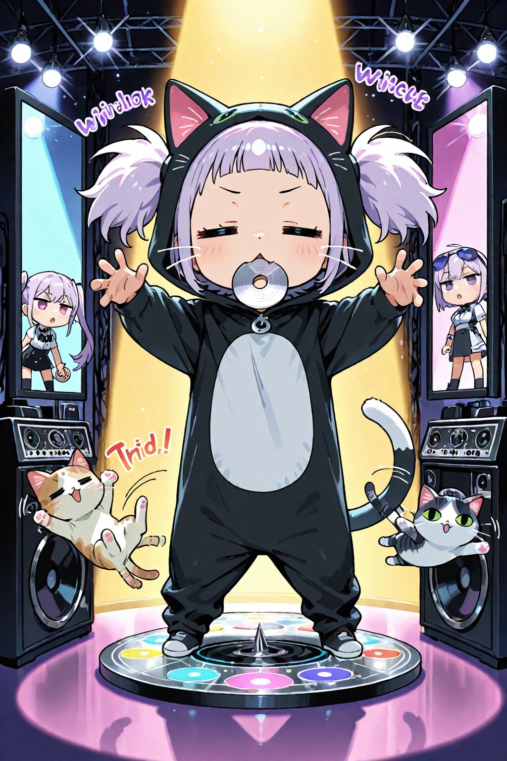 猫と紫髪ちゃん | の人気AIイラスト・グラビア