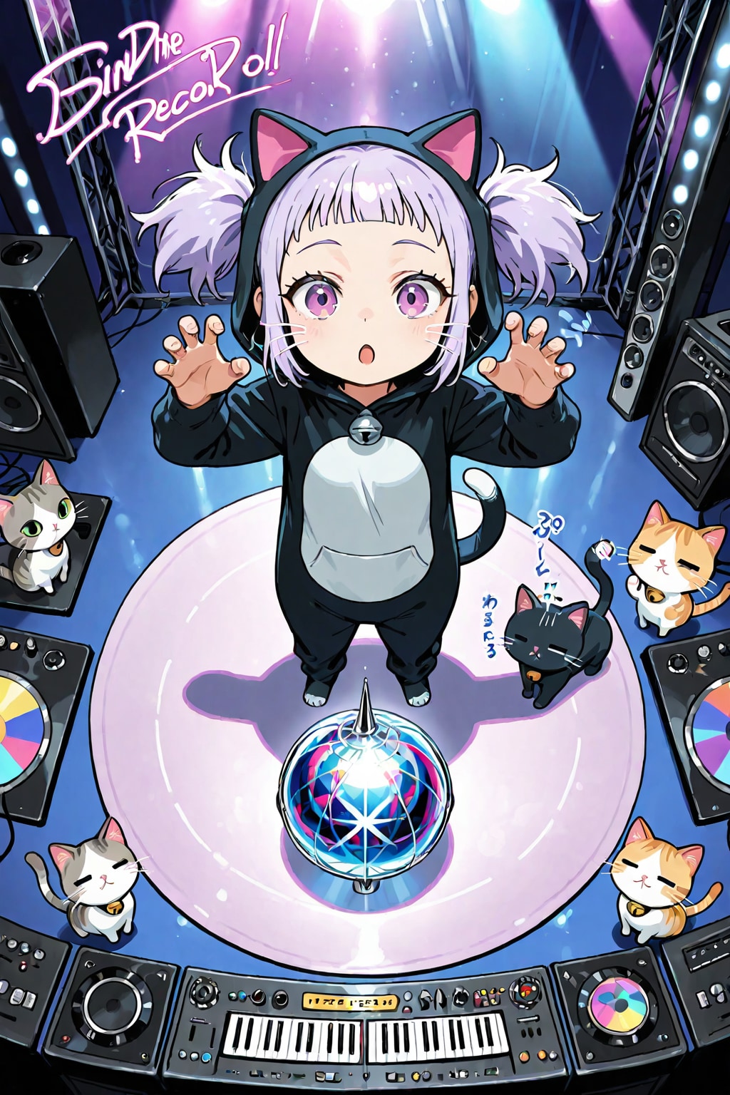 猫と紫髪ちゃん