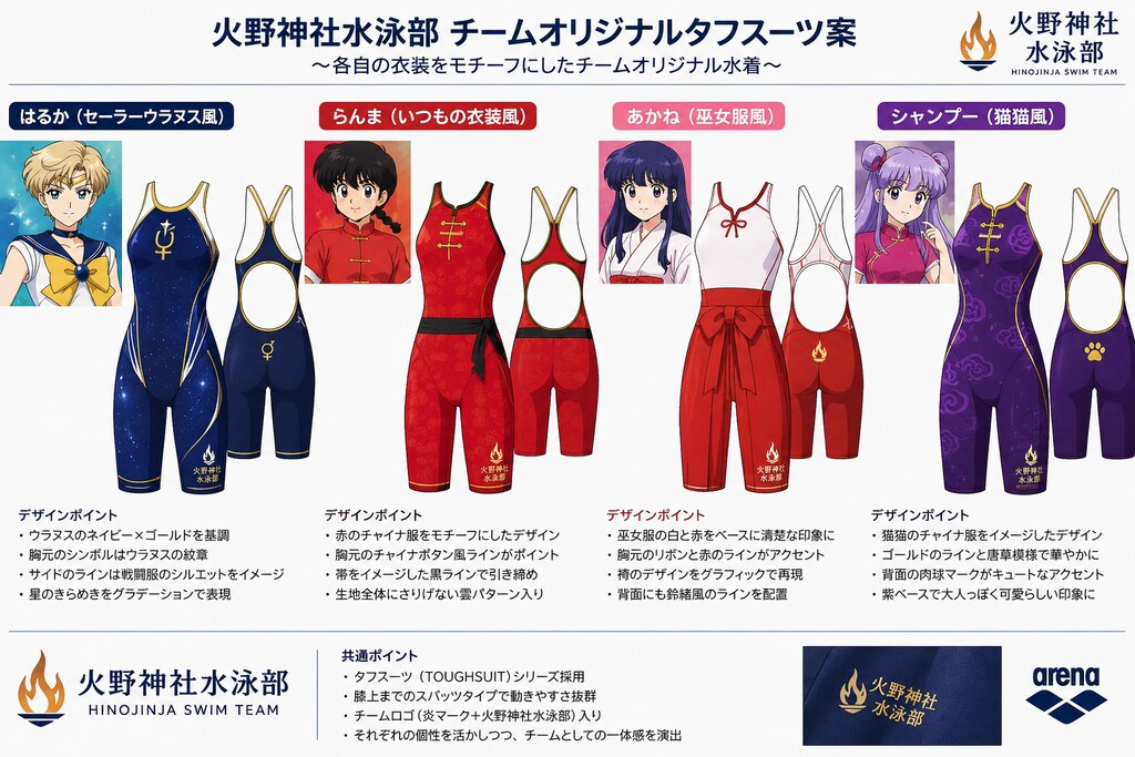 火野神社水泳部チームオリジナルタフスーツ！