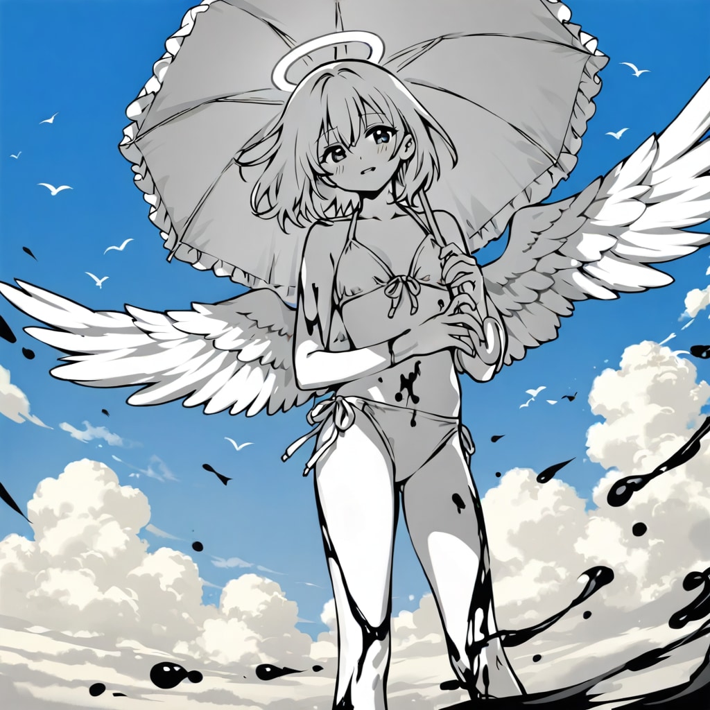 天界の天使ちゃん(空以外モノクロ)260522