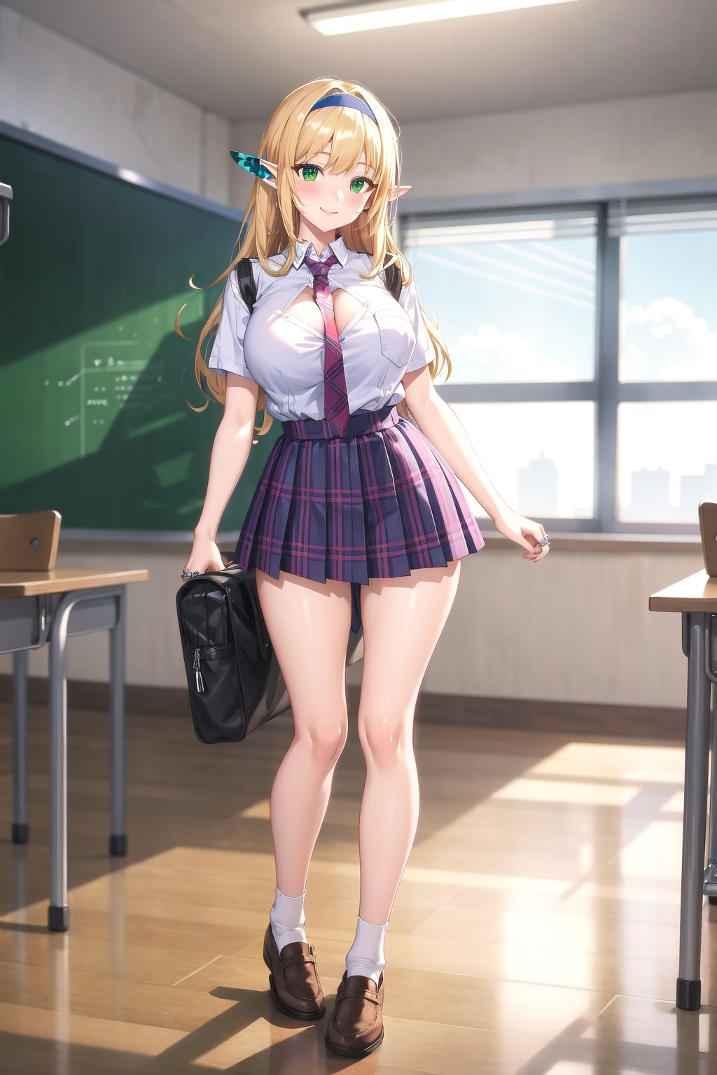 制服が胸を