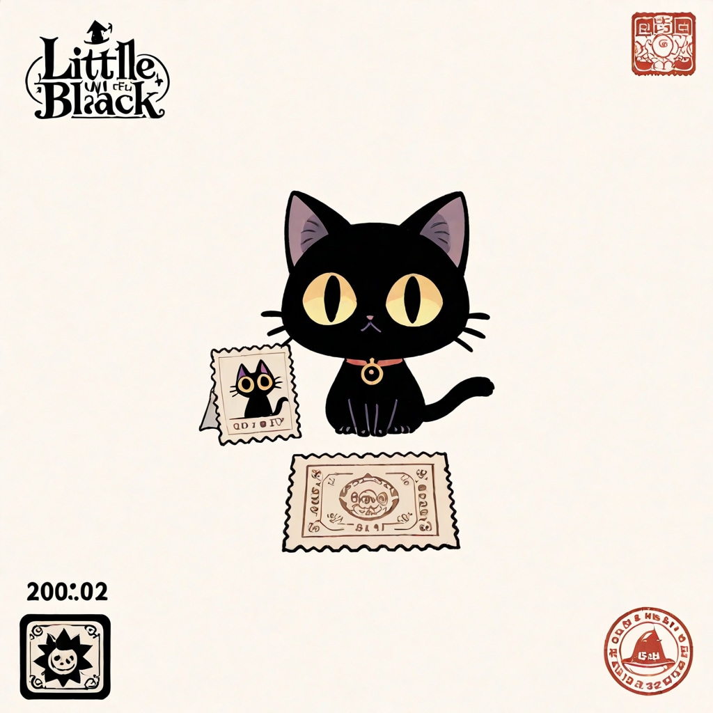 黒猫とスタンプ