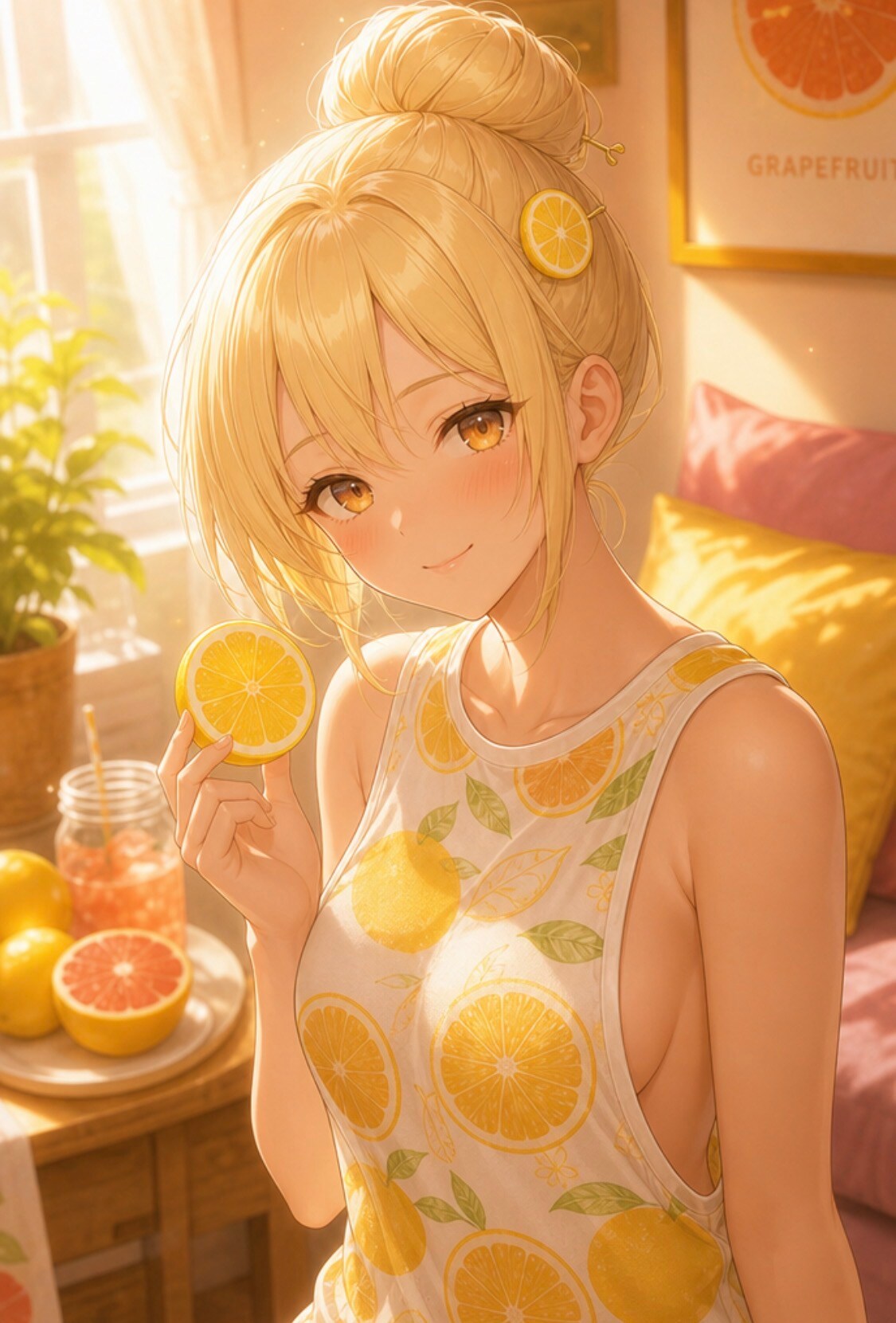 「食べる？☺️」部屋着のグレープフルーツちゃん✨