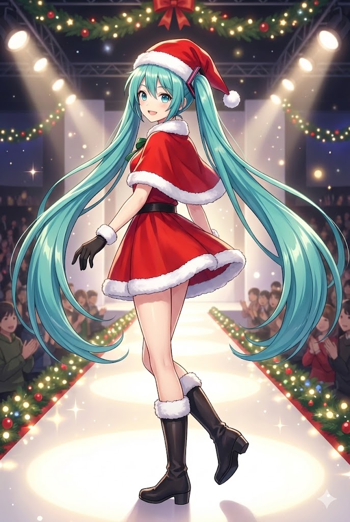 見返りサンタコスのミクさん 2:3 | の人気AIイラスト・グラビア