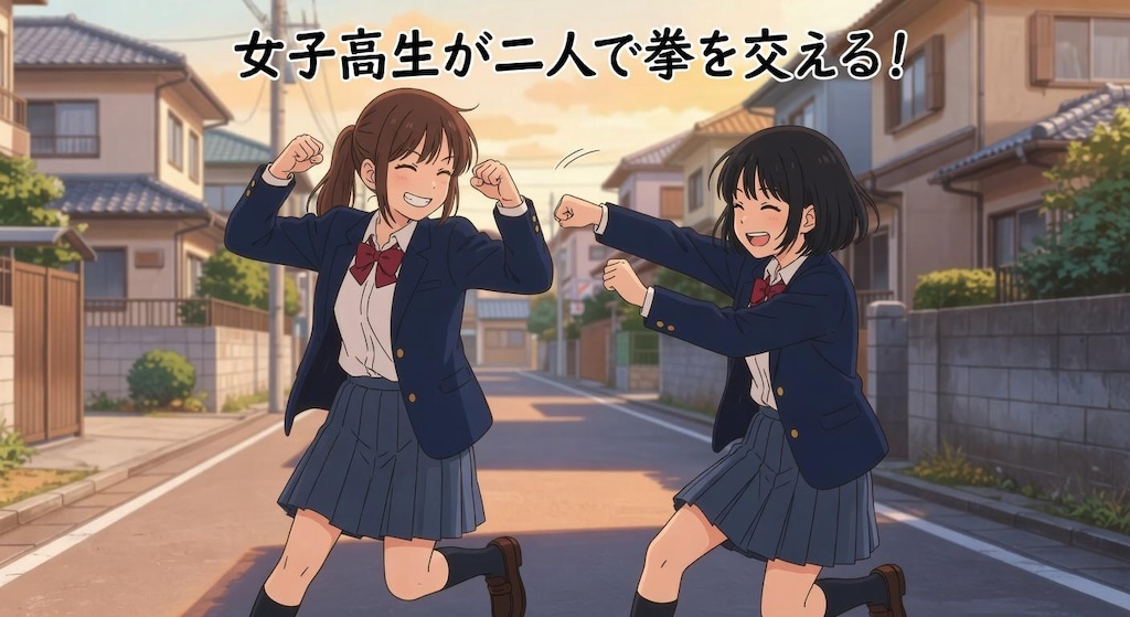 女子高生が二人で殴り合う