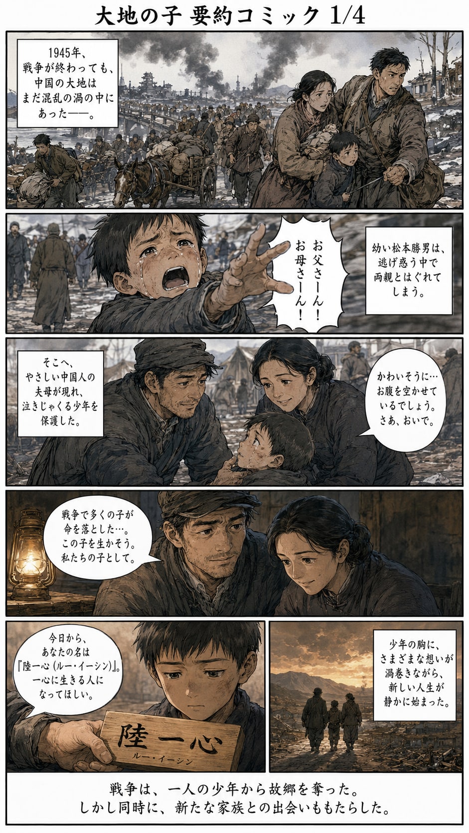 山崎豊子　大地の子要約コミック