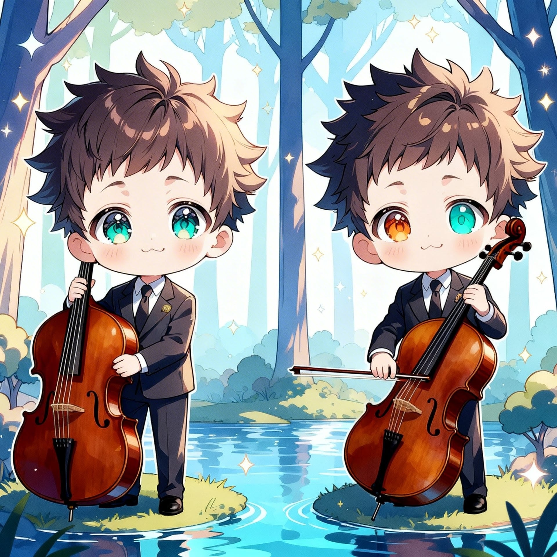 チェロを演奏する少年 | の人気AIイラスト・グラビア