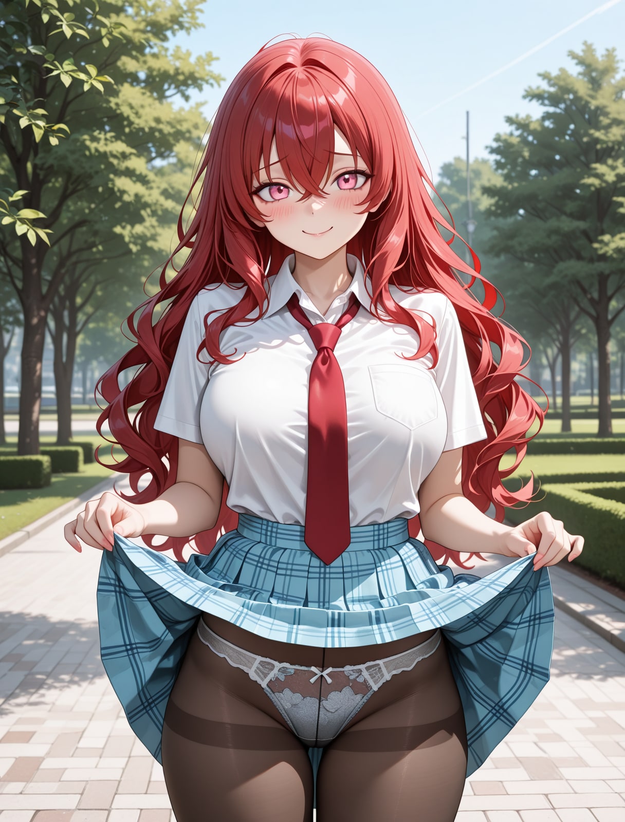 照れ笑いたくしあげな茜宮レイナ