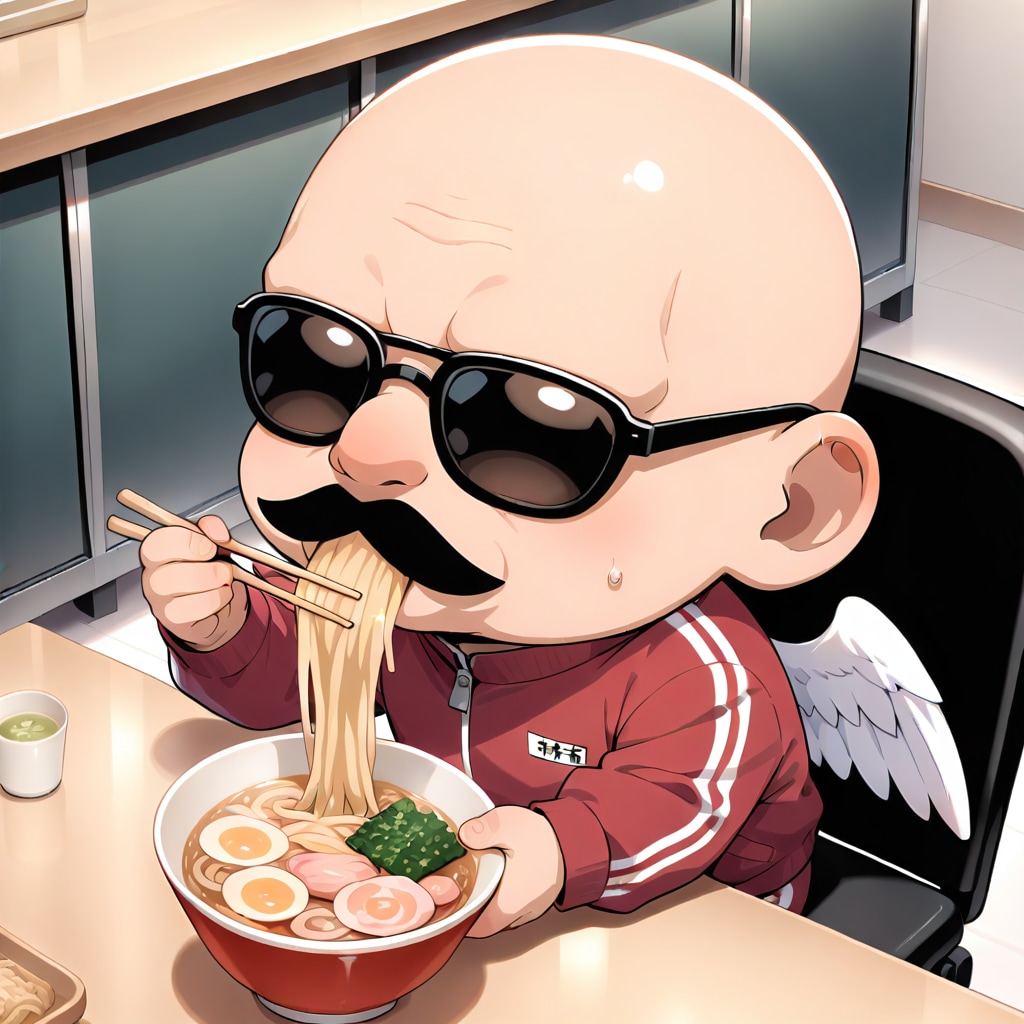 ラーメンを食べる小さいおっさん