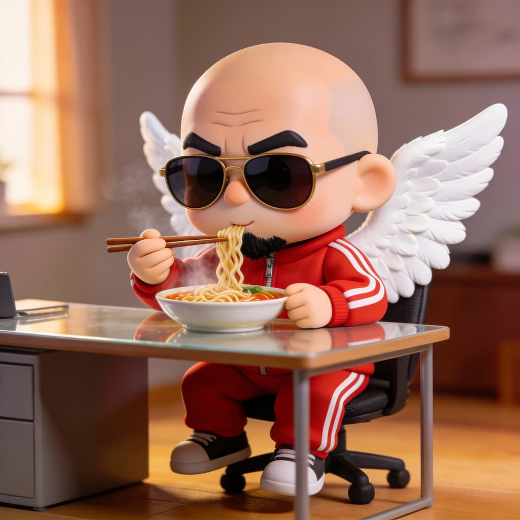 ラーメンを食べる小さいおっさん