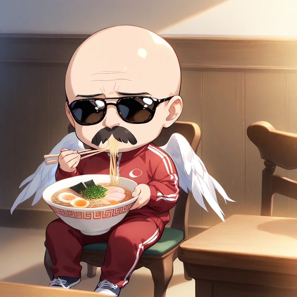 ラーメンを食べる小さいおっさん