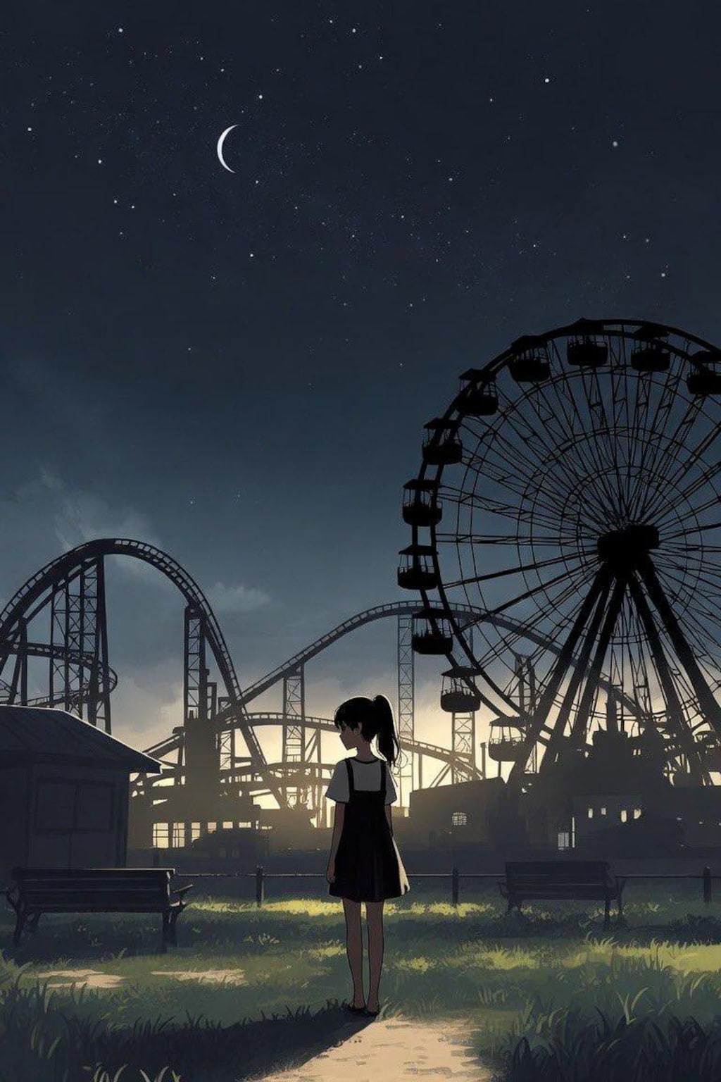 夜の遊園地