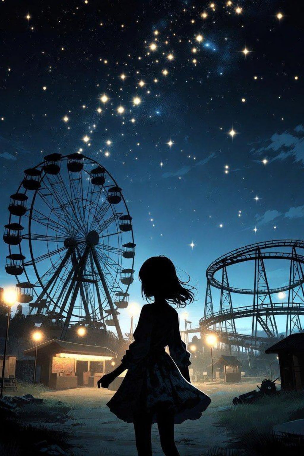 夜の遊園地