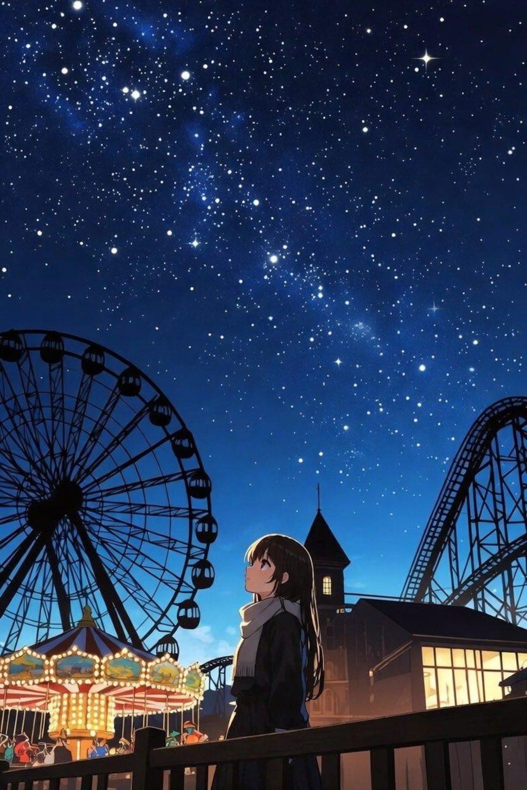 夜の遊園地
