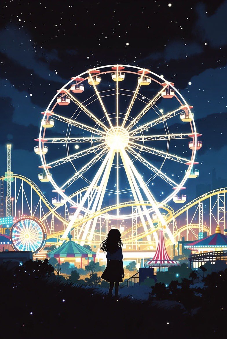 夜の遊園地