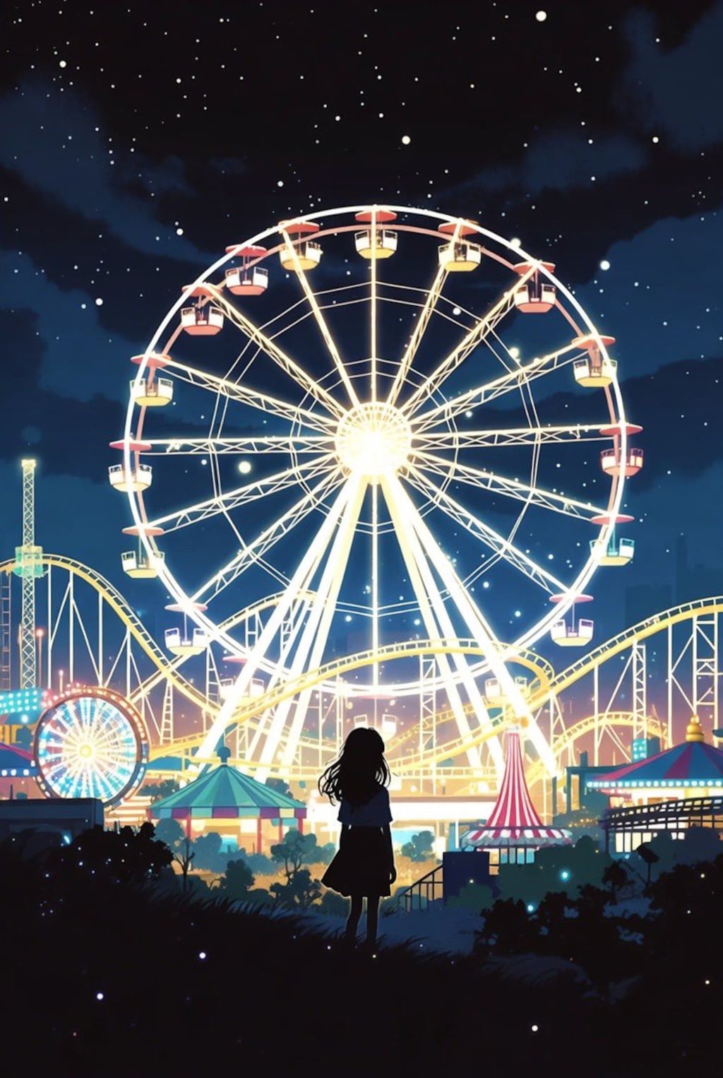 夜の遊園地