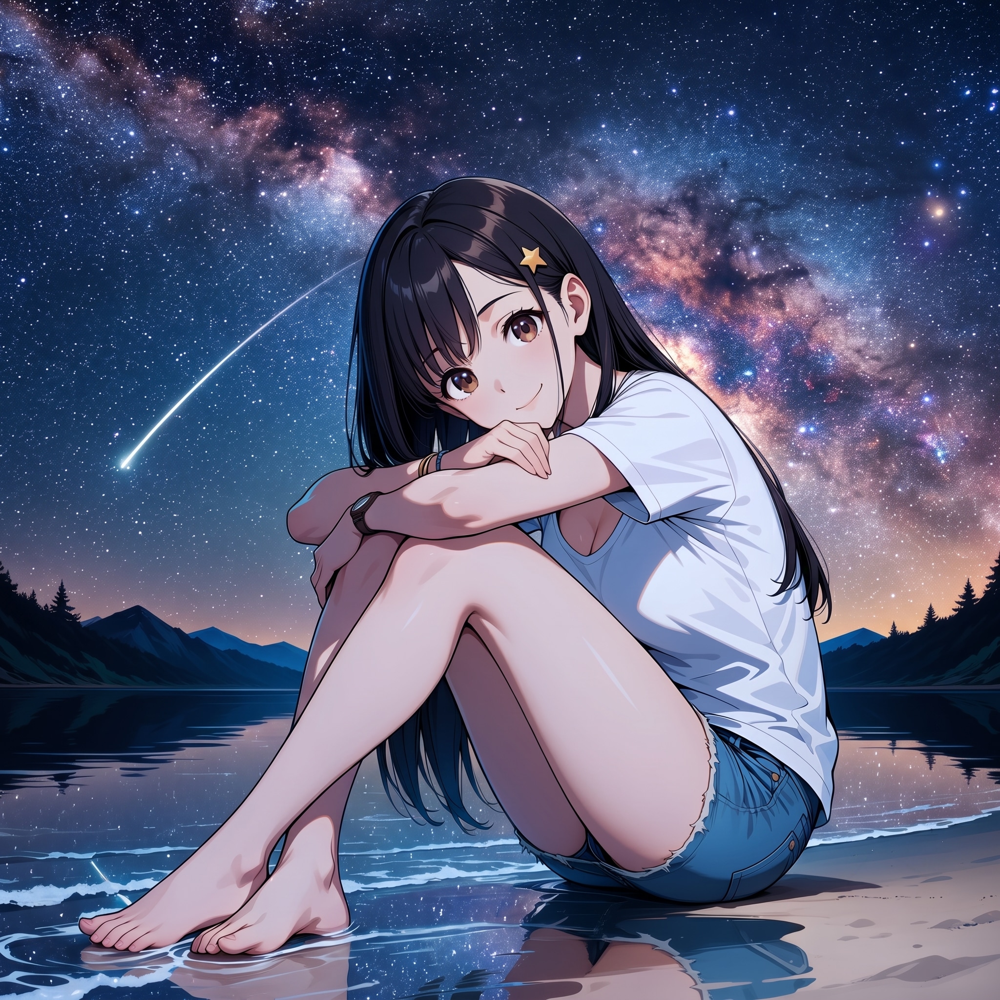 美少女と星空(モデル：早乙女さくら)