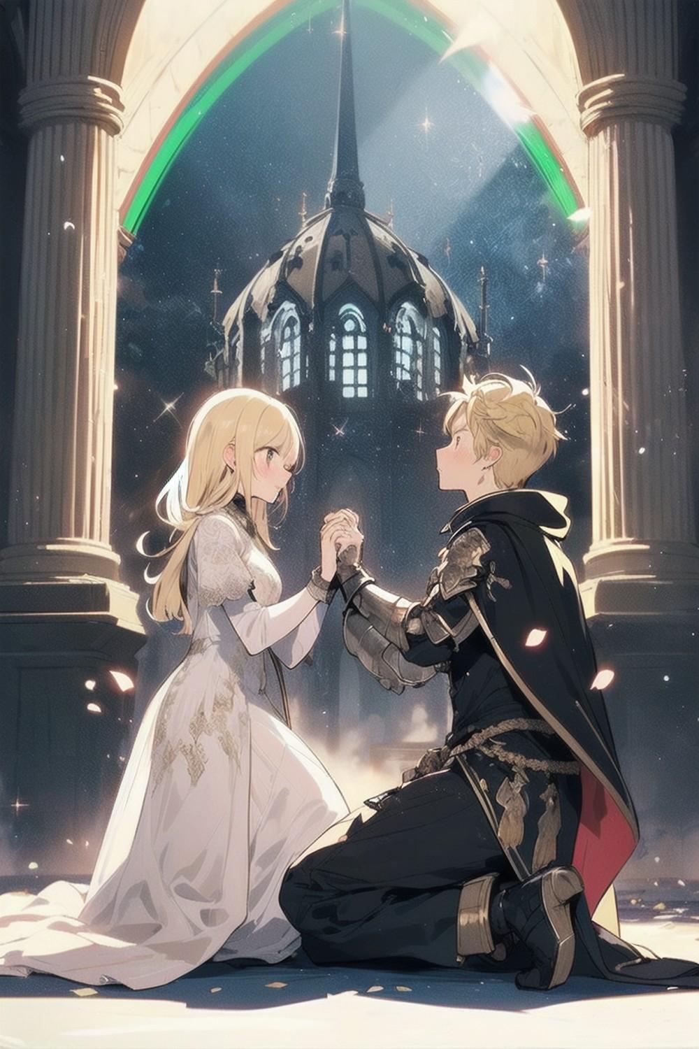 姫の告白にビビる騎士 | の人気AIイラスト・グラビア