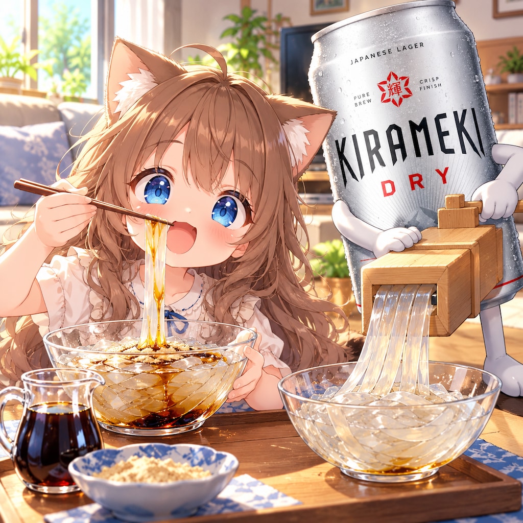 ところてんを食べる小さな女の子