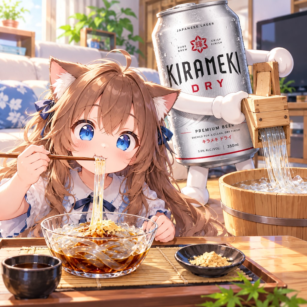 ところてんを食べる小さな女の子
