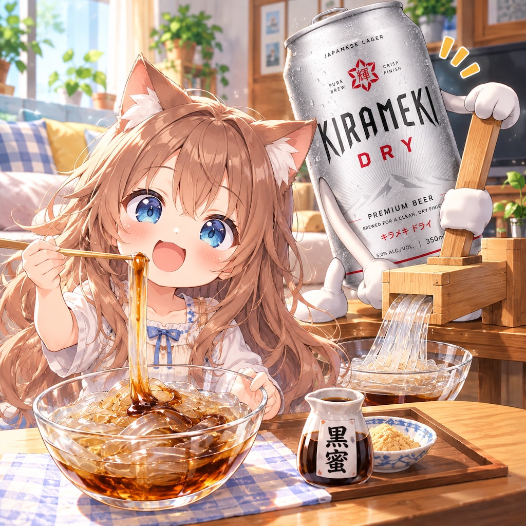 ところてんを食べる小さな女の子