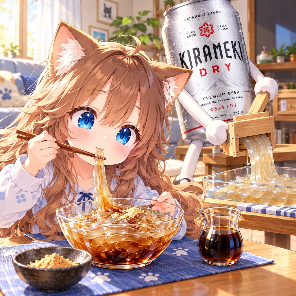 ところてんを食べる小さな女の子