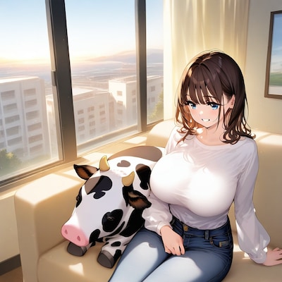 牛さんのぬいぐるみ、ありがとうね~