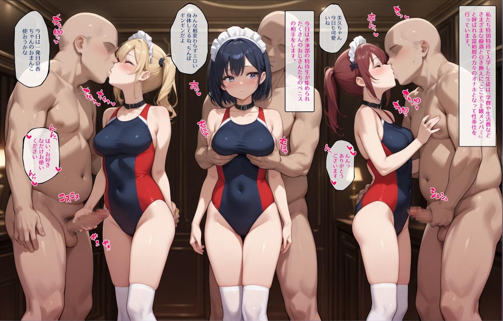 水泳部の女の子たち、今日もたくさんのおちんぽをご奉仕する