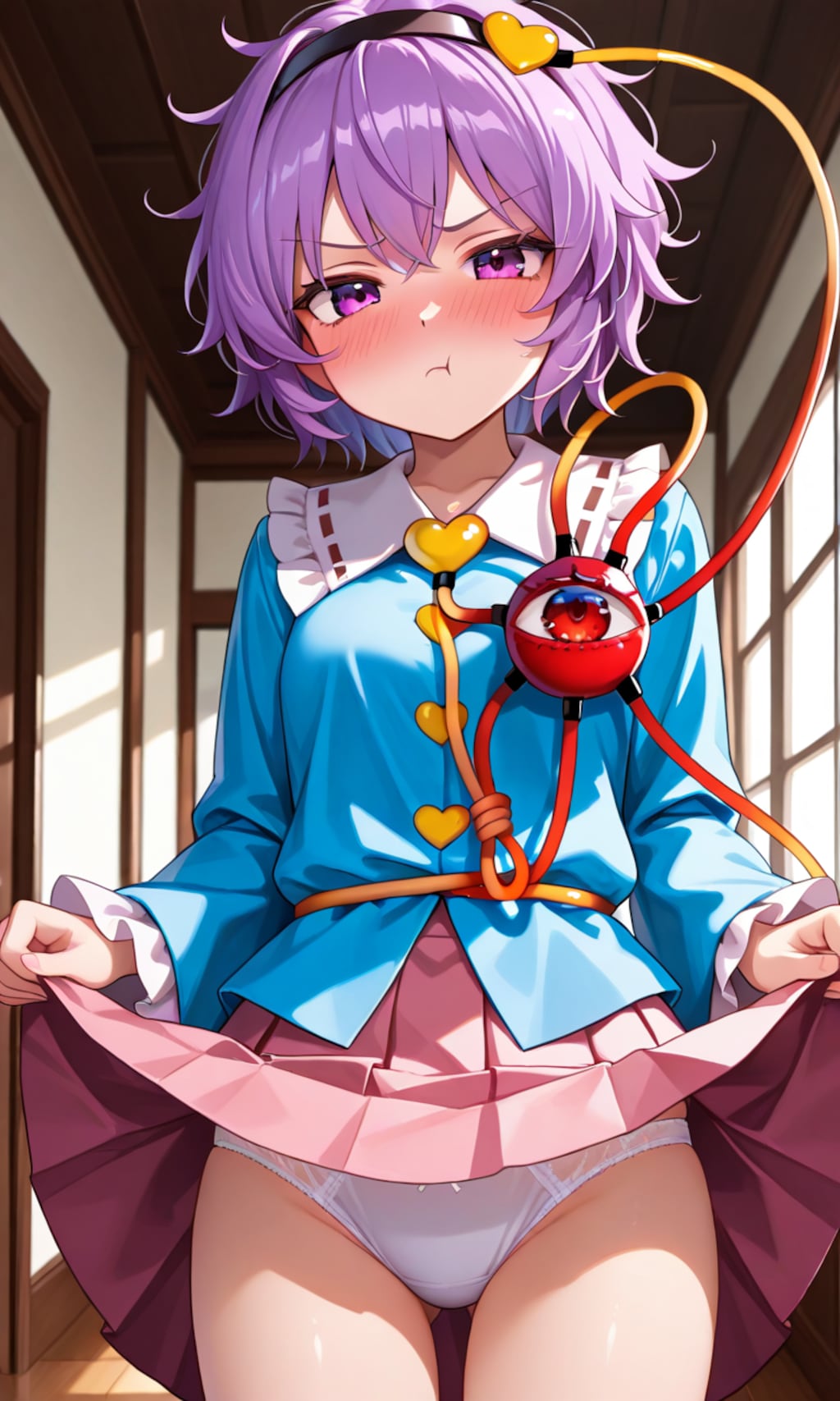 スカートの中を見せてくれる東方少女