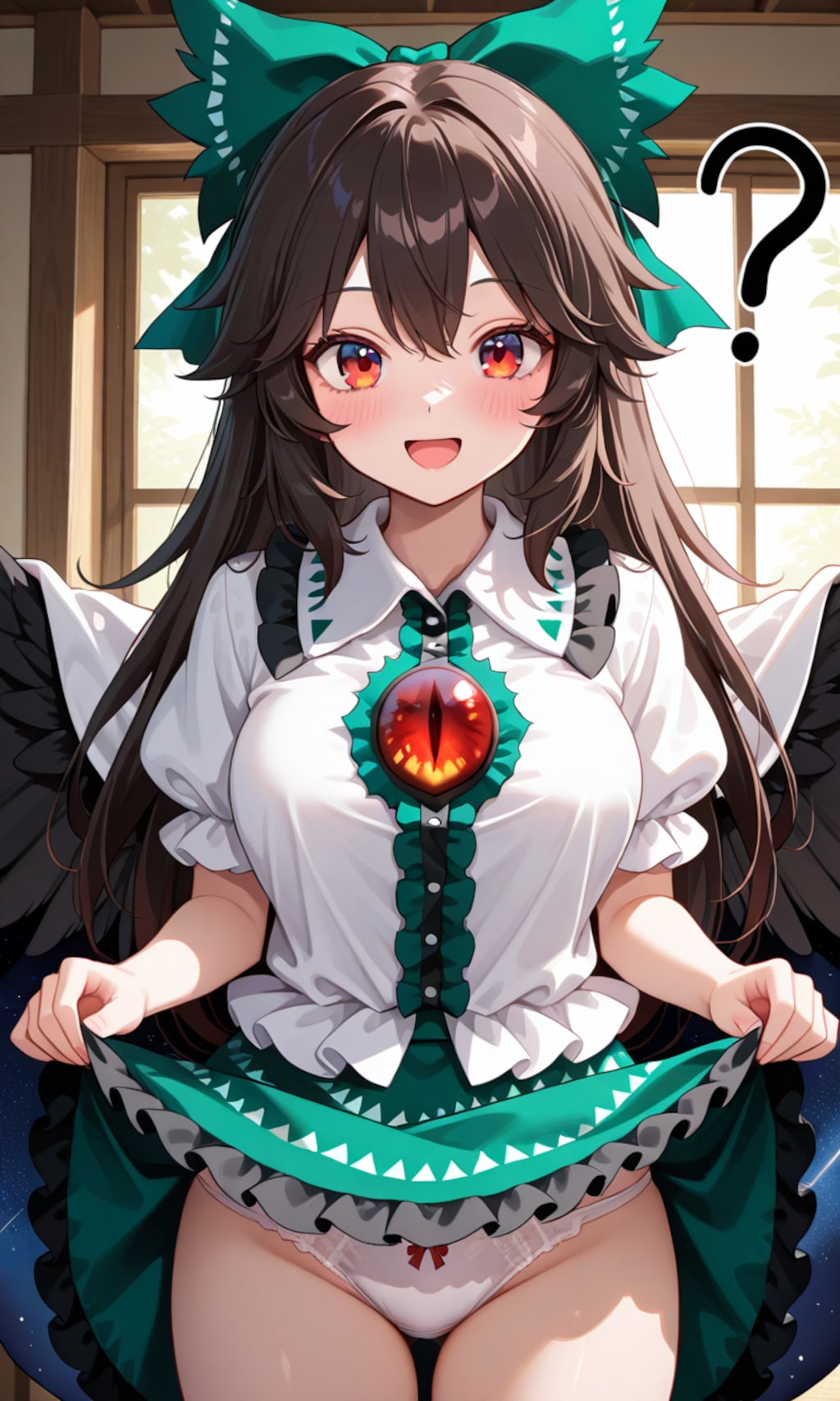 スカートの中を見せてくれる東方少女